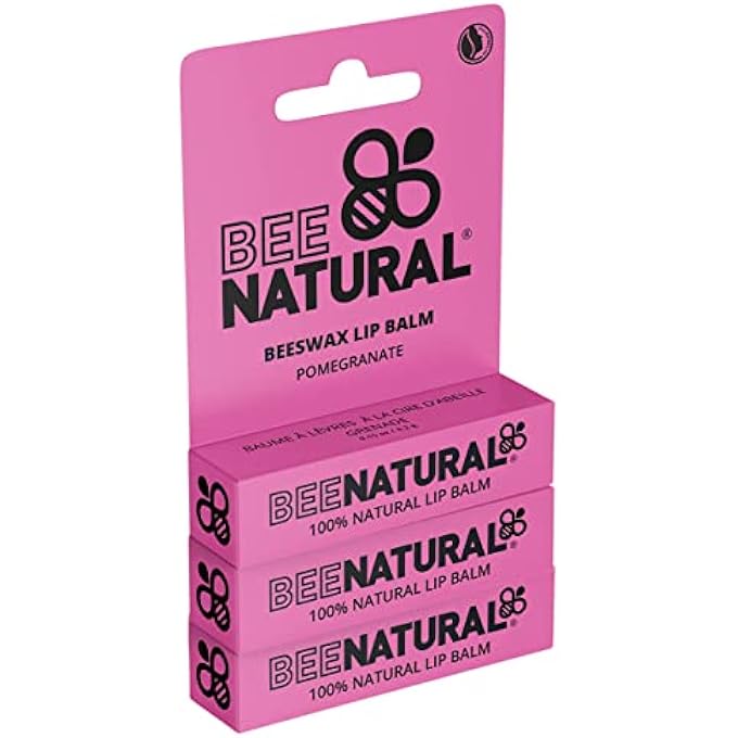 bee natural 100% NATURAL MOISTURISING LIP BALM, POMEGRANATE - PACK OF 3 - Image 1